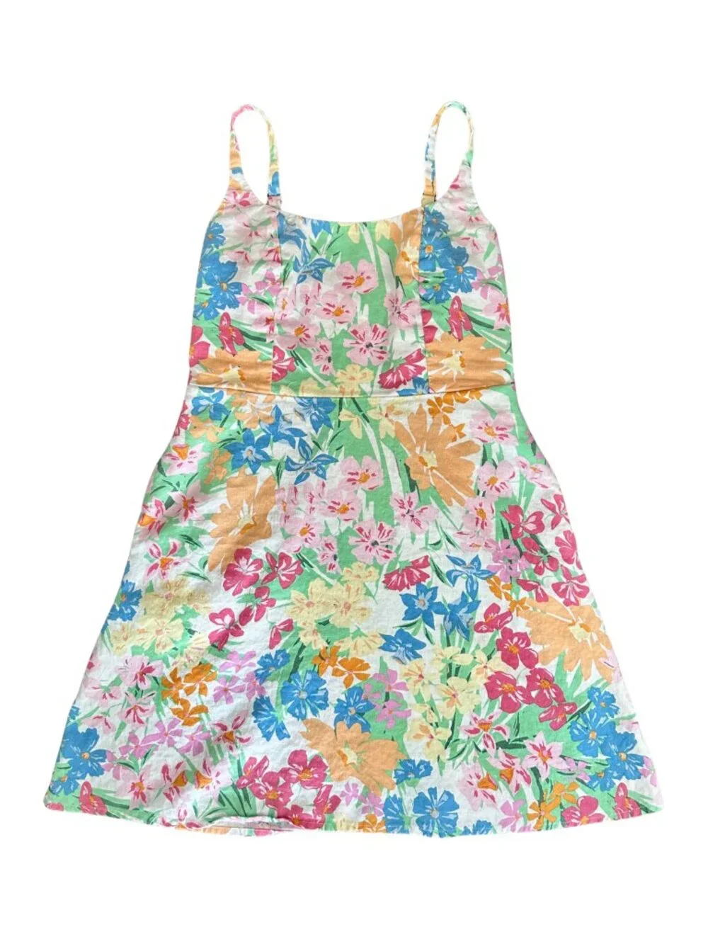 🌼 Old Navy Floral Linen Cottagecore Mini Dress Small - Picture 2 of 7
